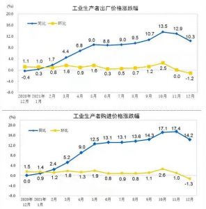 2021年全年工业生产者出厂价格同比上涨8.1%，购进价格上涨11%